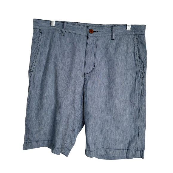 Tommy Bahama Men's 33 Striped LINEN Cotton $99 Summer Beach Shorts Blue White - Picture 1 of 6